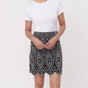 LOFT Embroidered Scalloped Shift Skirt, Size 6